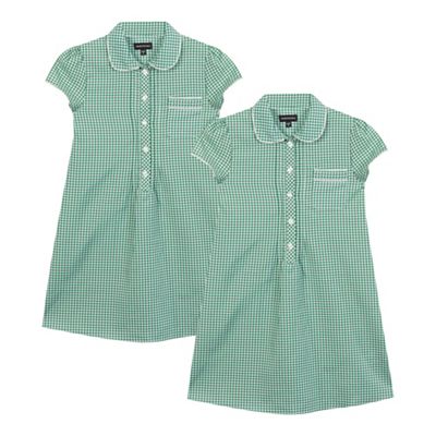 Pack of two girls' green gingham dresses